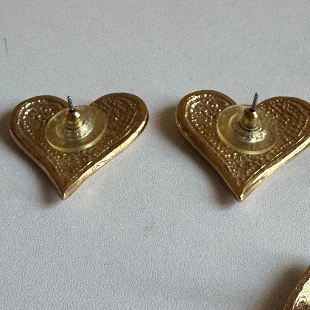 Vintage Enamel Stud Earring Set 3 Pairs Heart Square Diamond Gold Tone Multi